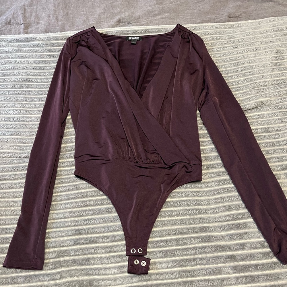 Express Rich Burgundy Wrap Bodysuit